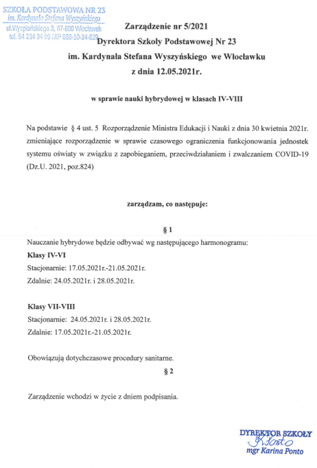 Zarządzenie 5/2021