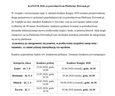 Terminarz konkursu Kngur