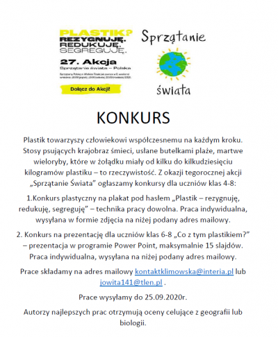 Konkurs - sprzątanie świata