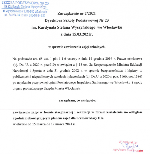 Zarządzenie NR 2/2021