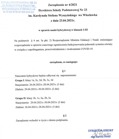 Zarządzenie 4/2021