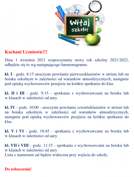 Rozpoczęcie roku szkolnego 2021/2022